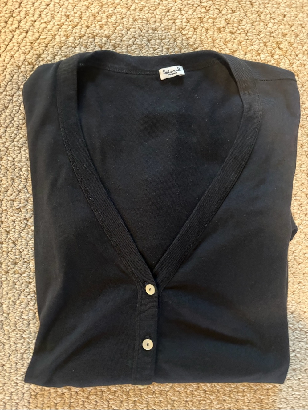 Splendid Black V-Neck Long Sleeve Button Front Cardigan - Size M